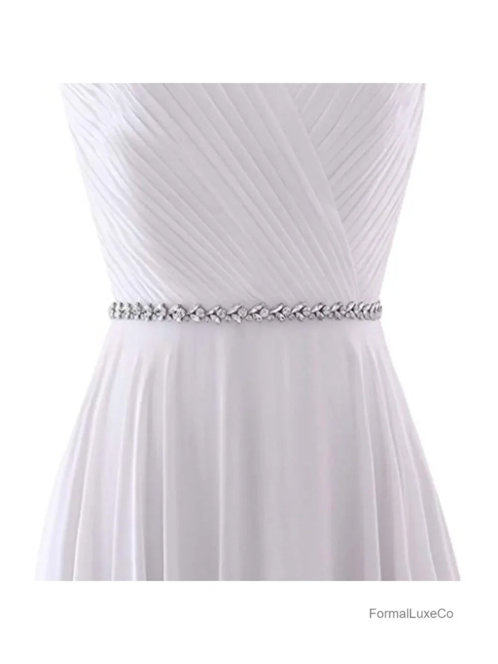 Rhinestone Bridal Belt with Organza Ribbon - Handmade Wedding Sash